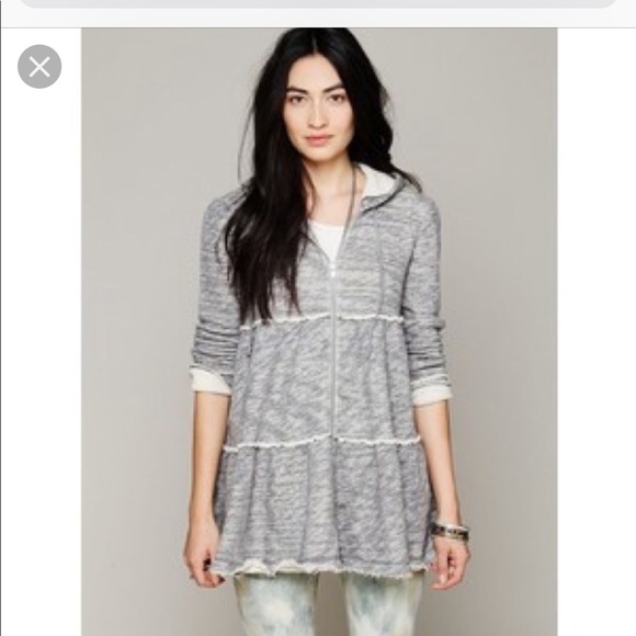 Free people Tiered Trapeze Zip Sweatshirt - Picture 1 of 6